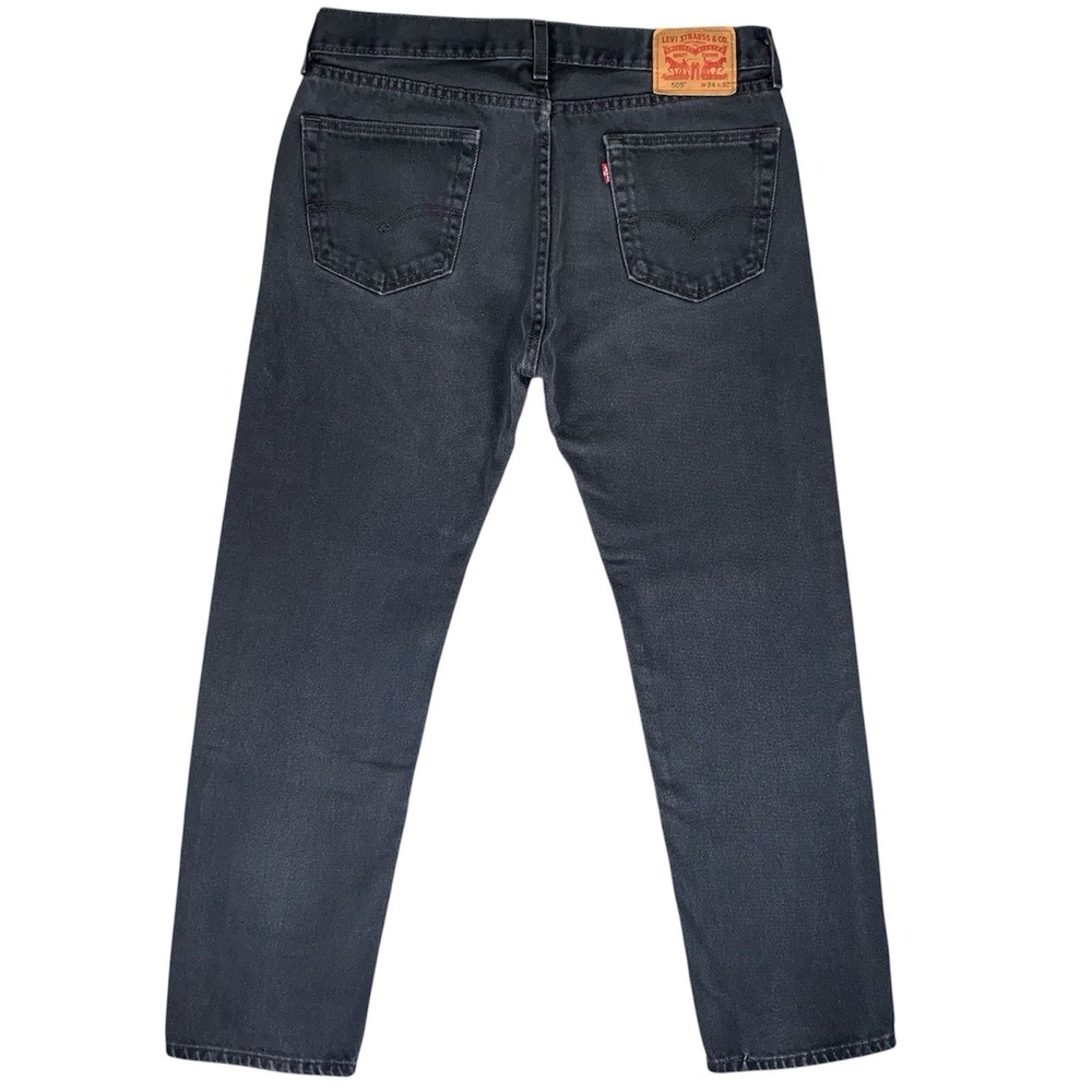 Levis 505 Jeans Mens 34x32 Black Wash Straight Leg Denim Regular Fit Pants